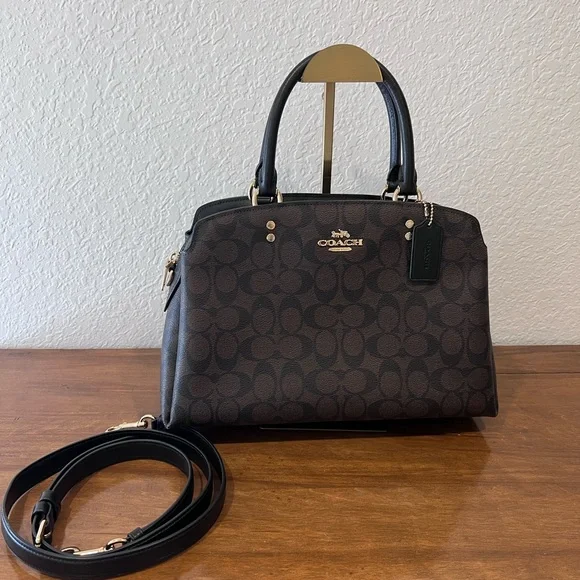 EUC Coach Black and Brown monogram Handbag - Picture 1 of 9